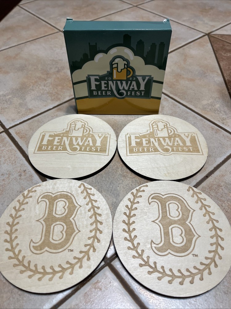 Boston Red Sox Wooden Engraved Coasters Set Of 4 New Fenway Beer Fest
