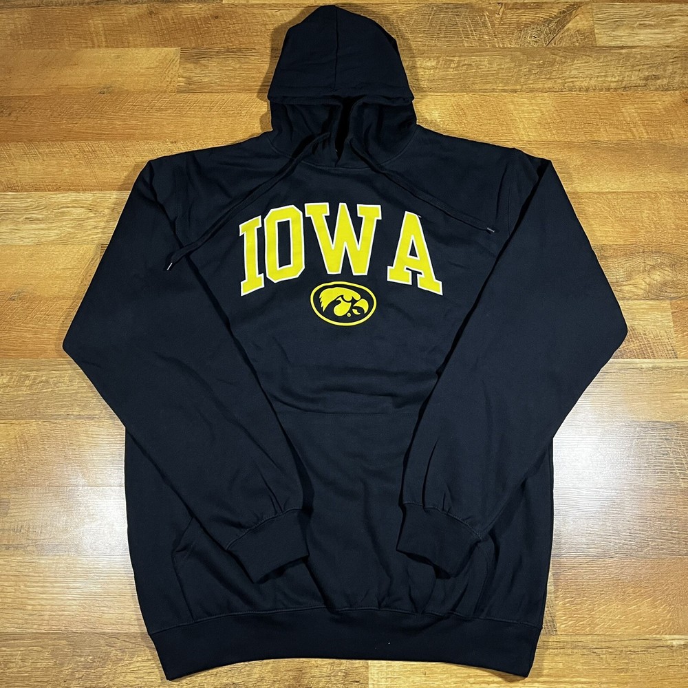 NCAA Men's Iowa University Hawkeyes Black Pullover Hoodie Sweatshirt Size XLT