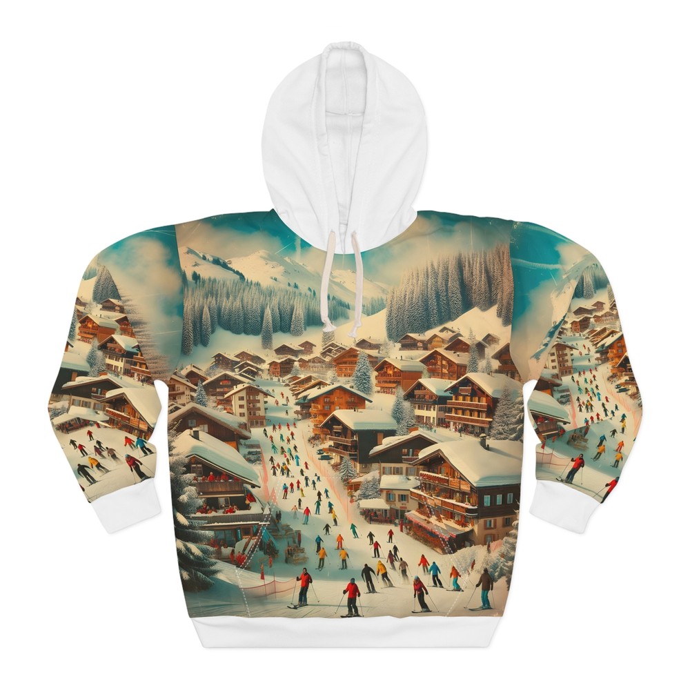 Stowe Inspired All Over Print Hoodie Outdoor Apparel Ski Travel Adventure Gear