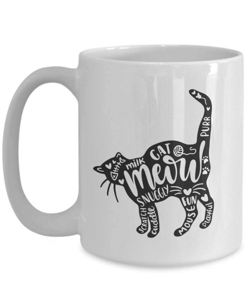 Cat And Words Mug Cat Lover Novelty Coffee Mug Gift Mug Ceramic Cup Gift Idea Fu