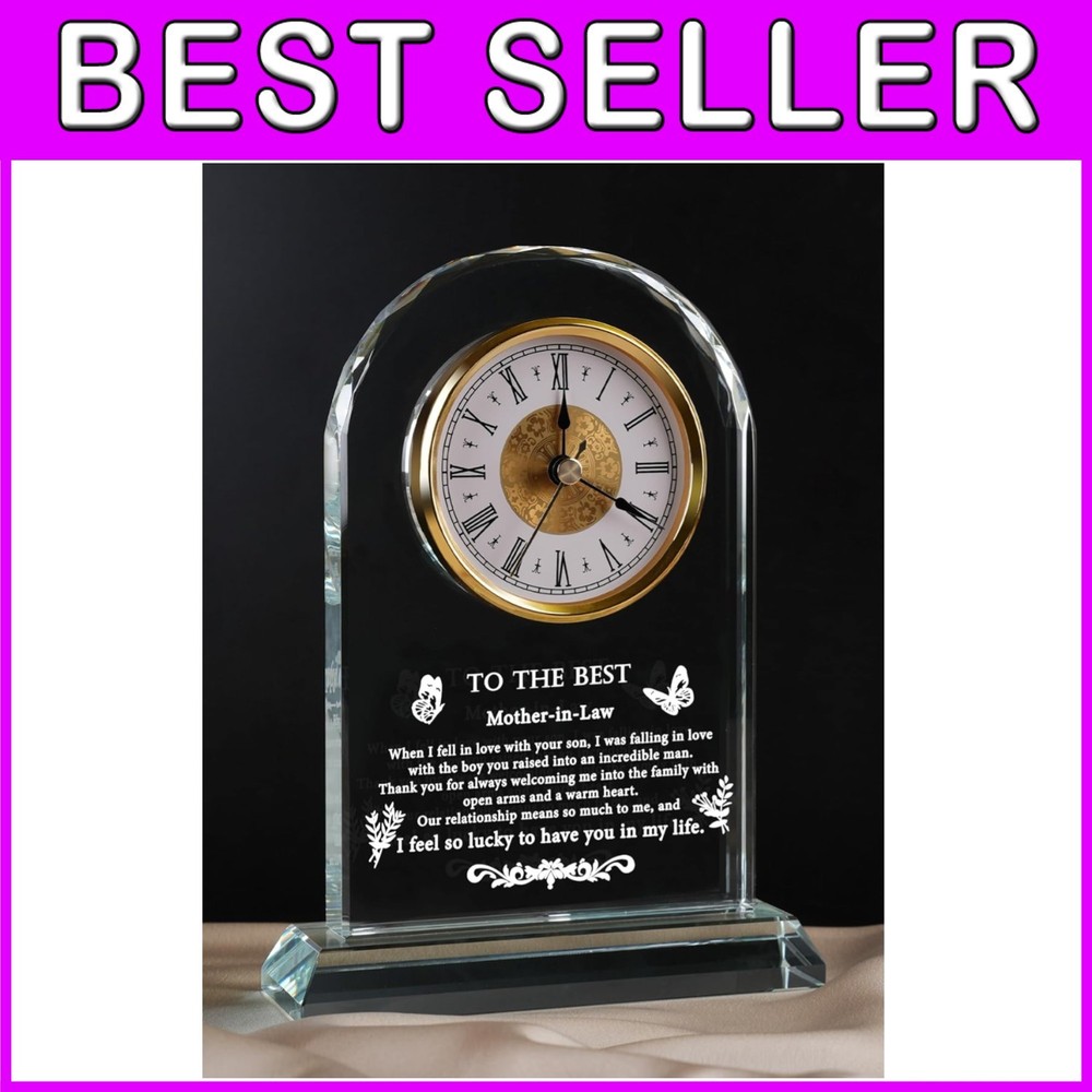 Elegant Glass Clock for Mother in Law - Gift Box Included