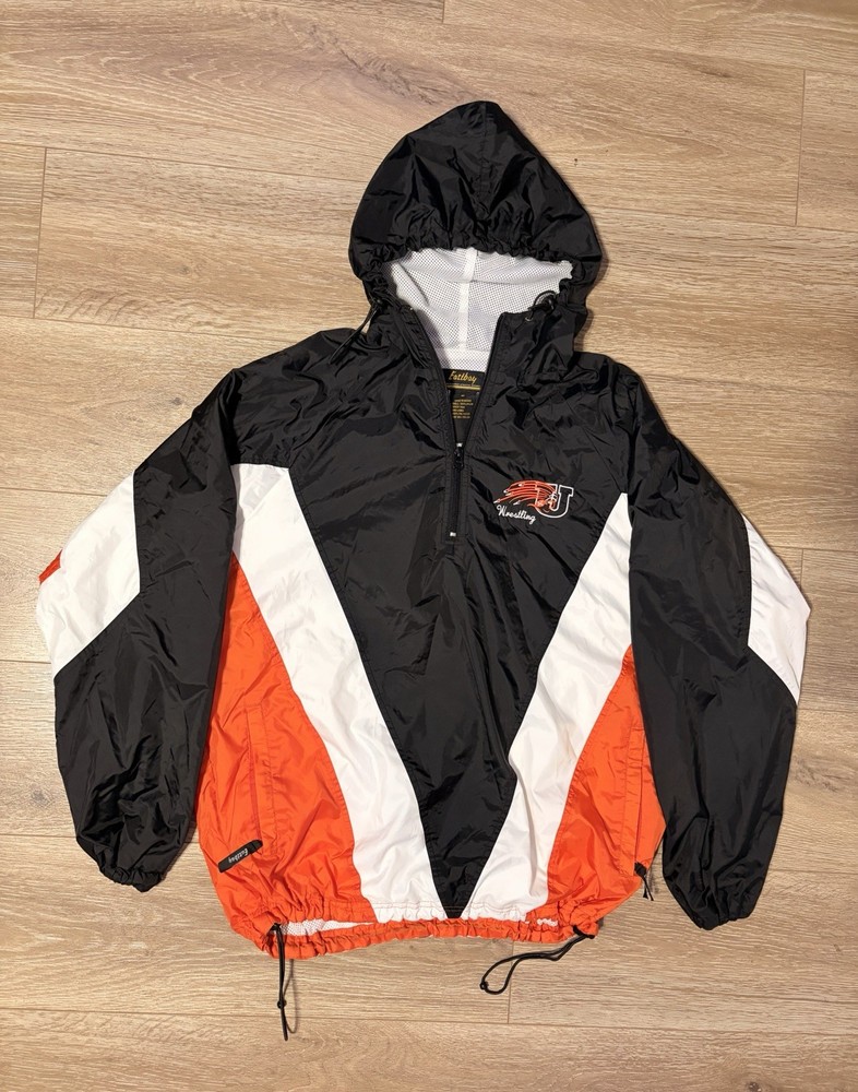 Eastbay VTG Varsity Wrestling Sports Anorak Windbreaker Colorblock Size M Orange