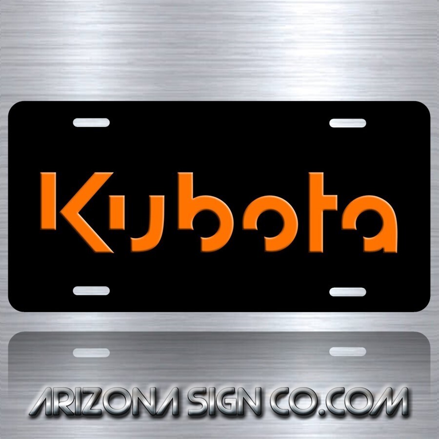 KUBOTA BLACK AND ORANGE Vanity Aluminum License Plate Tag New