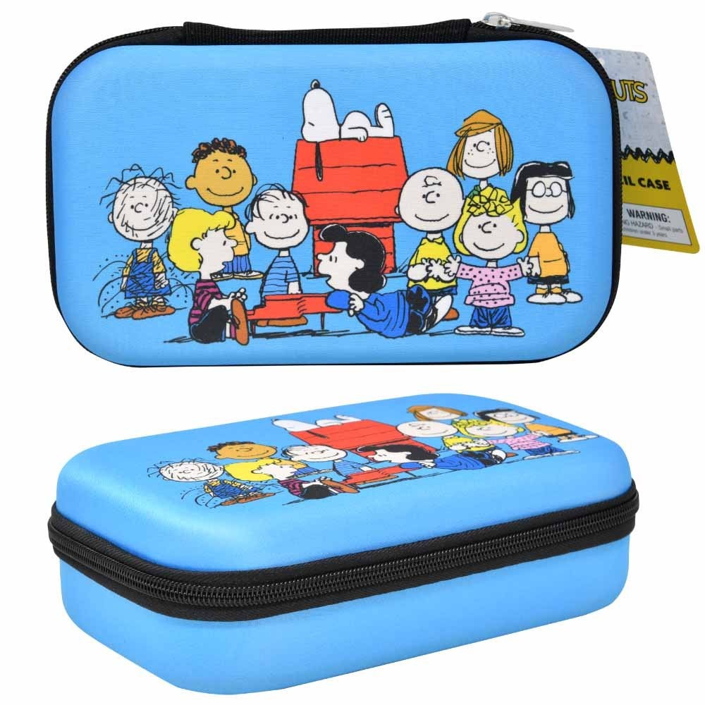 Pencil Case - Peanuts Snoopy Charlie Brown Hard Cover Molded EVA Storage Bag NEW