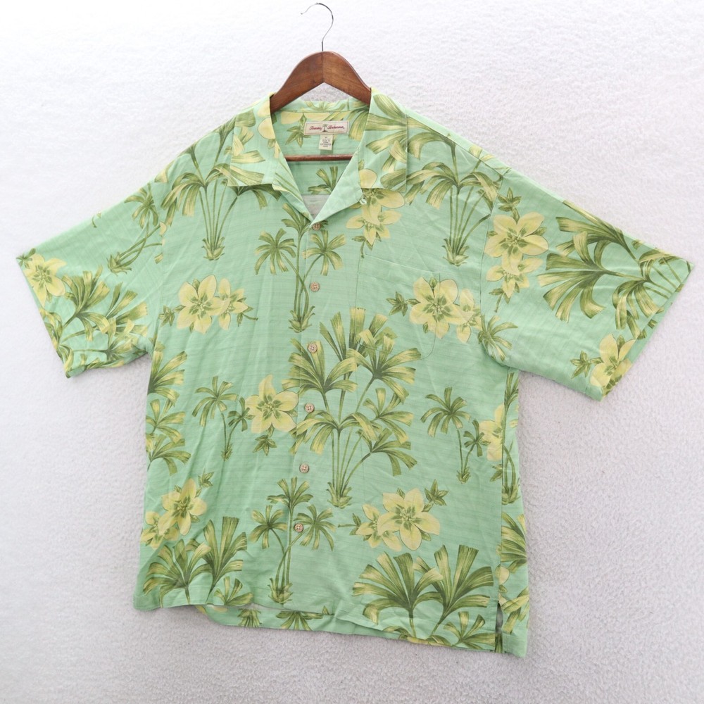 Tommy Bahama Shirt Men's XL Multicolor Hawaiian Silk Floral Beach Outdoor Nature