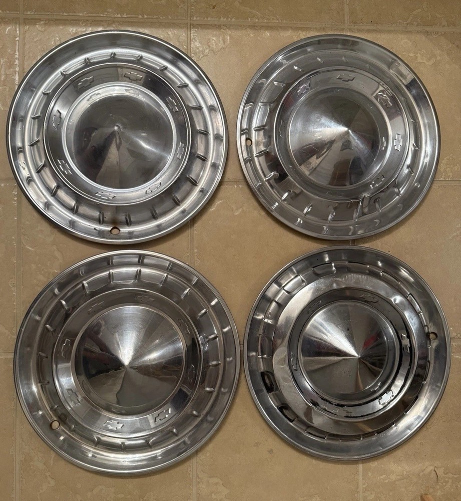 4 Retro 1955/56 Chevy Bel Air 15 Inch Hubcap Covers Set