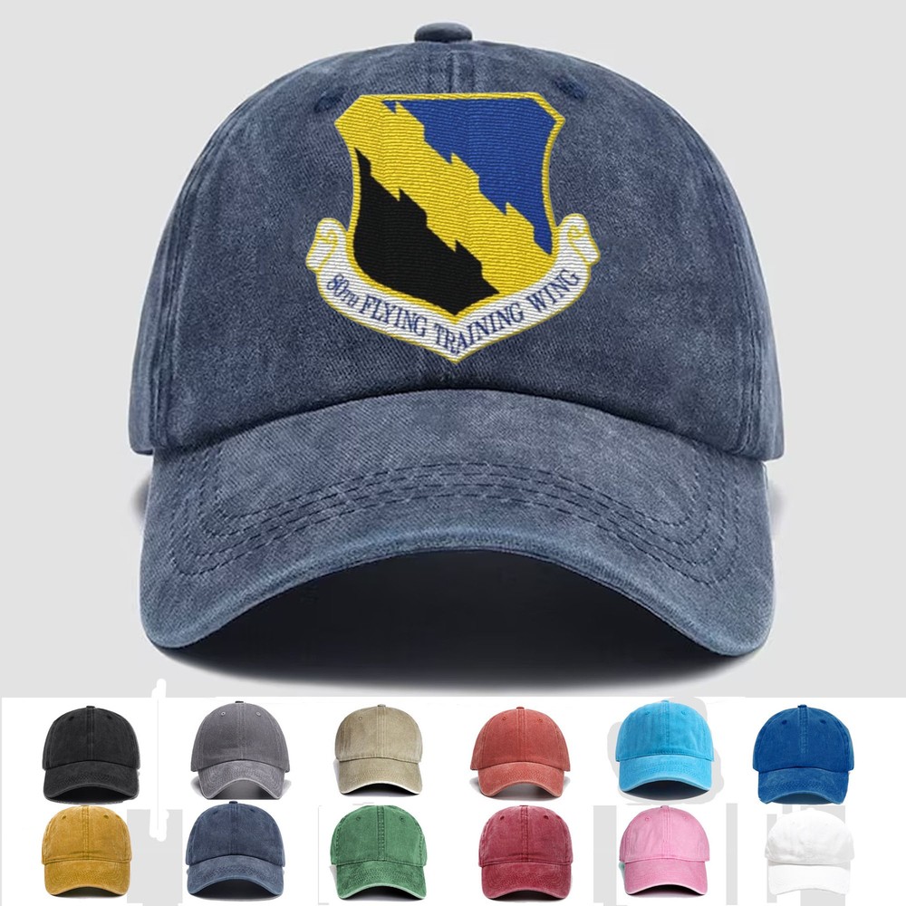 Custom Personalization Embroidered Hat 80th Flying Training Wing, Veteran Cap