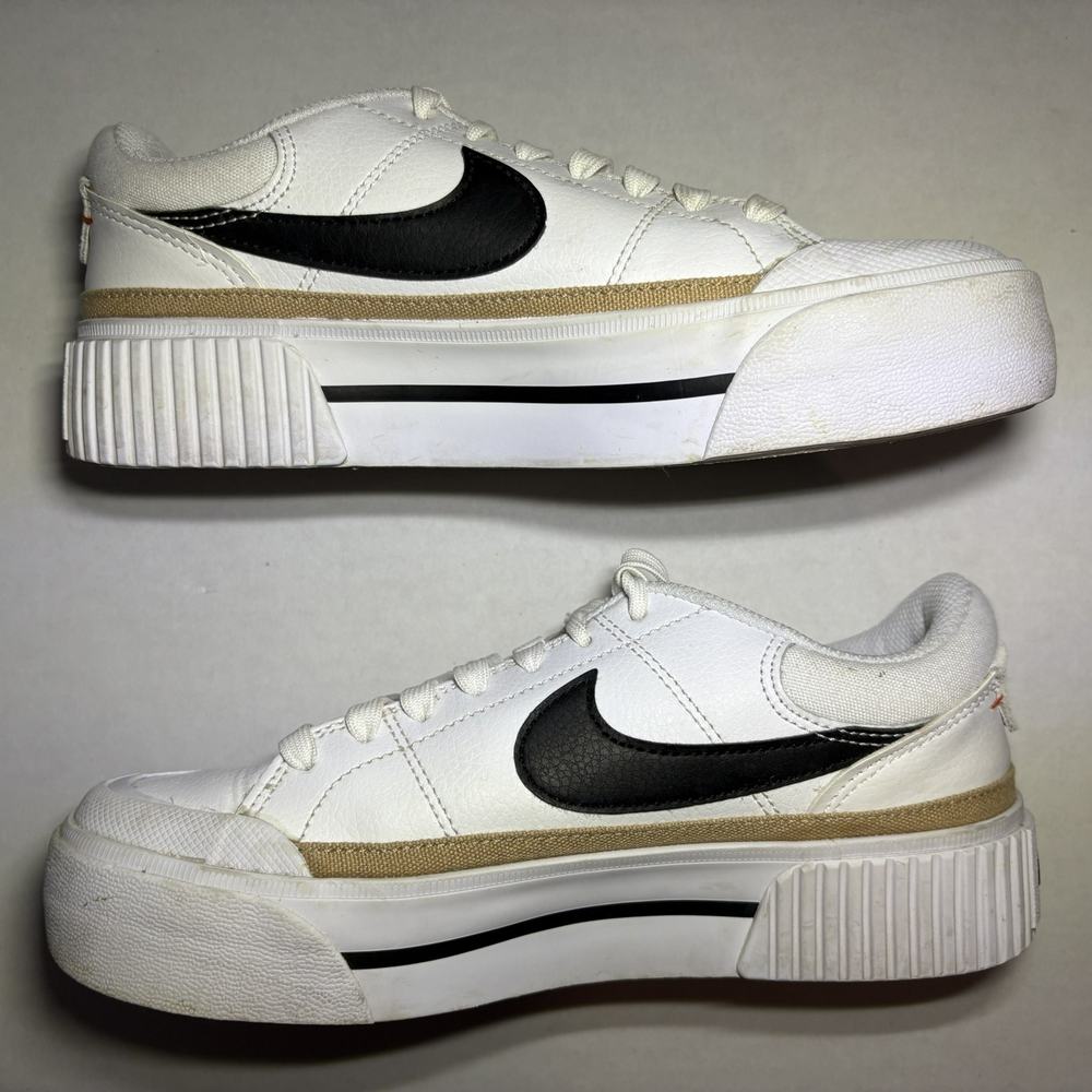Nike Women sz 6 Court Legacy Lift White Black Casual Platform Shoe