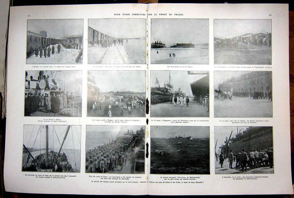 Original Old Vintage Print Portugal War Ww1 French Front Russian Troops 1927