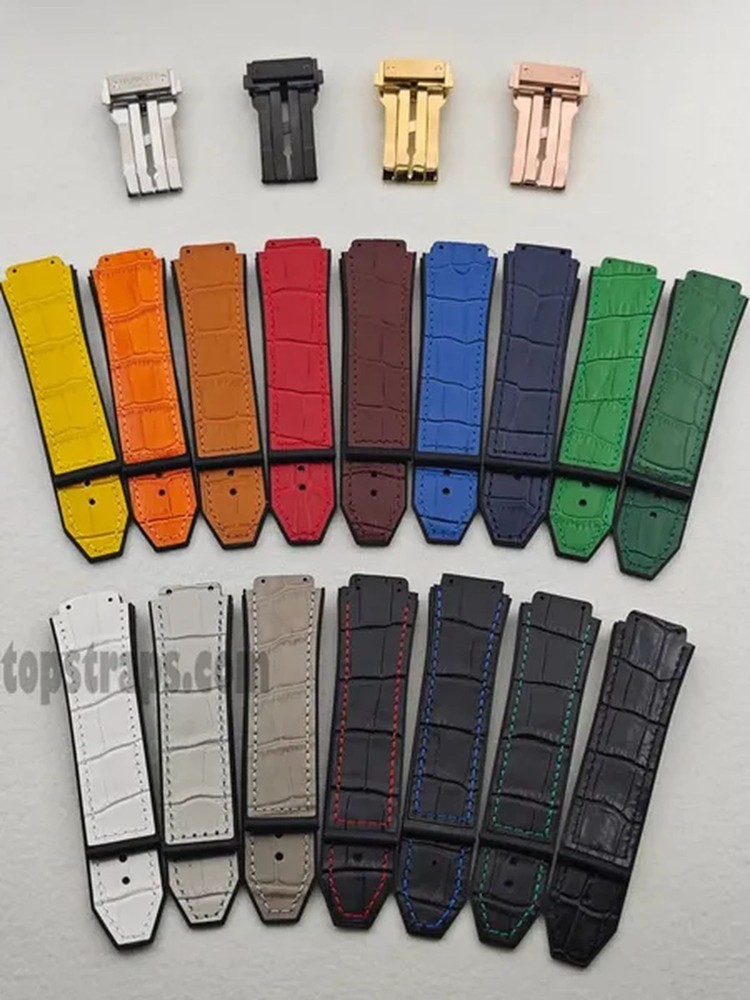 Strap for Hublot Classic Fusion Series 25x19mm Rubber & Leather Band Replacement