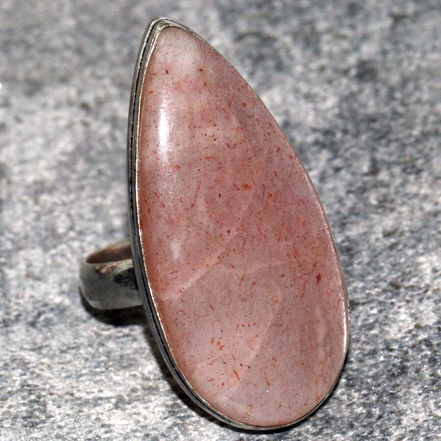 Handmade 925 Silver Plated Sunstone Ethnic Ring US Size 6 JW Jewelry