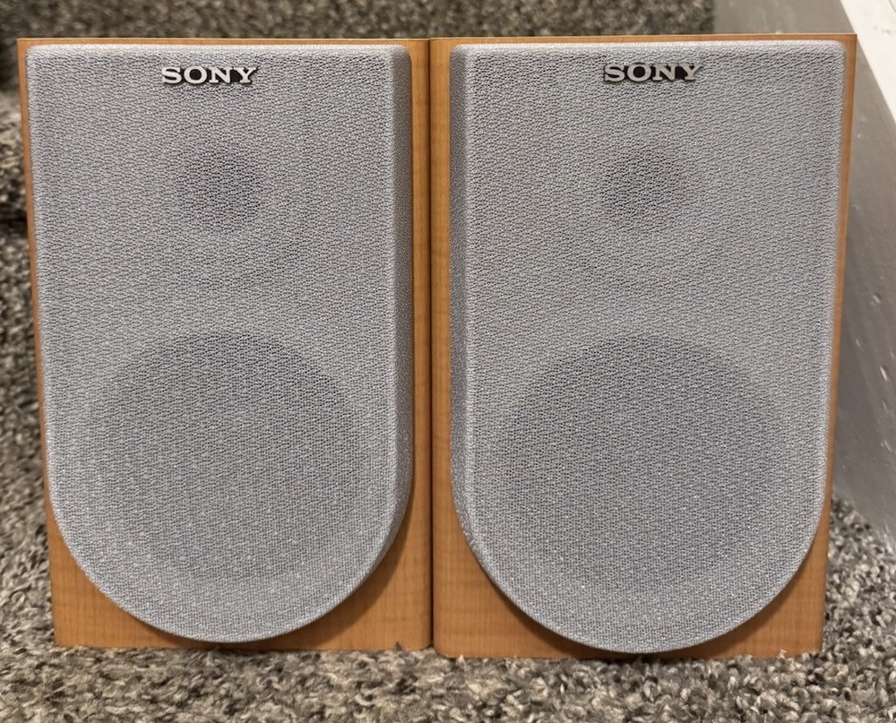 Sony SS-CNE3 Bookshelf Speakers Pair 6 Ohm Mini Stereo Wood Grain OEM