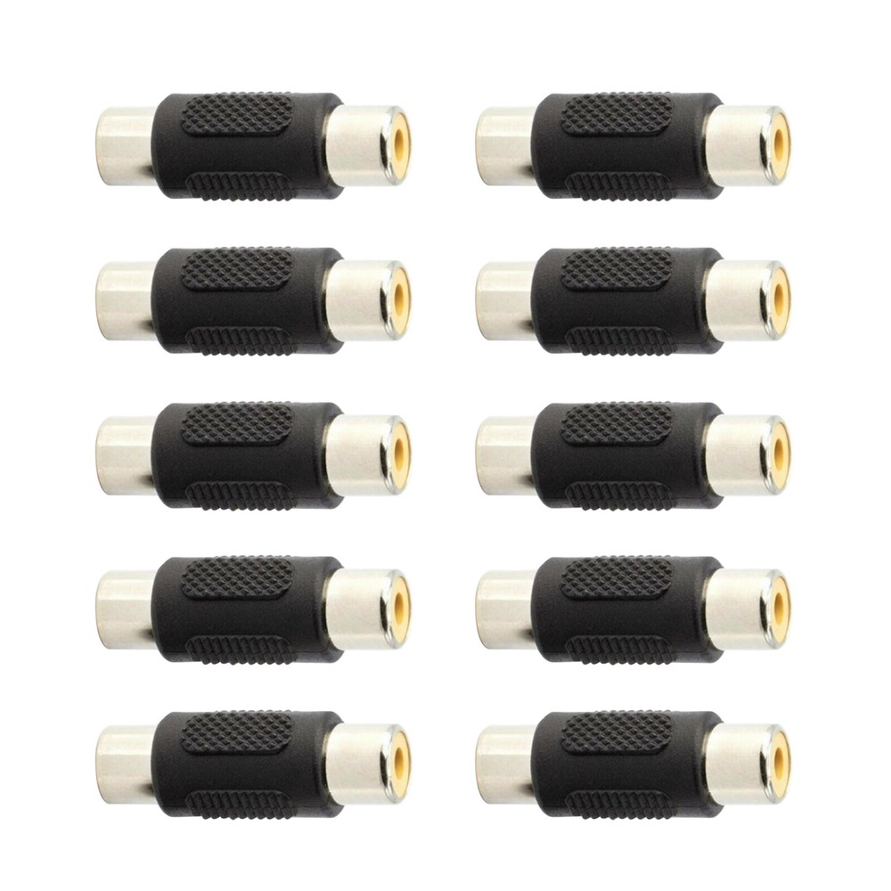 10Pcs RCA Female to Female Jack Plug Coupler Connector Adapter Socket Kit