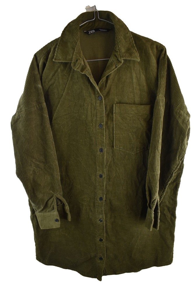 ZARA Green Overshirt Jacket Coat size M Womens Corduroy Casual Outdoors