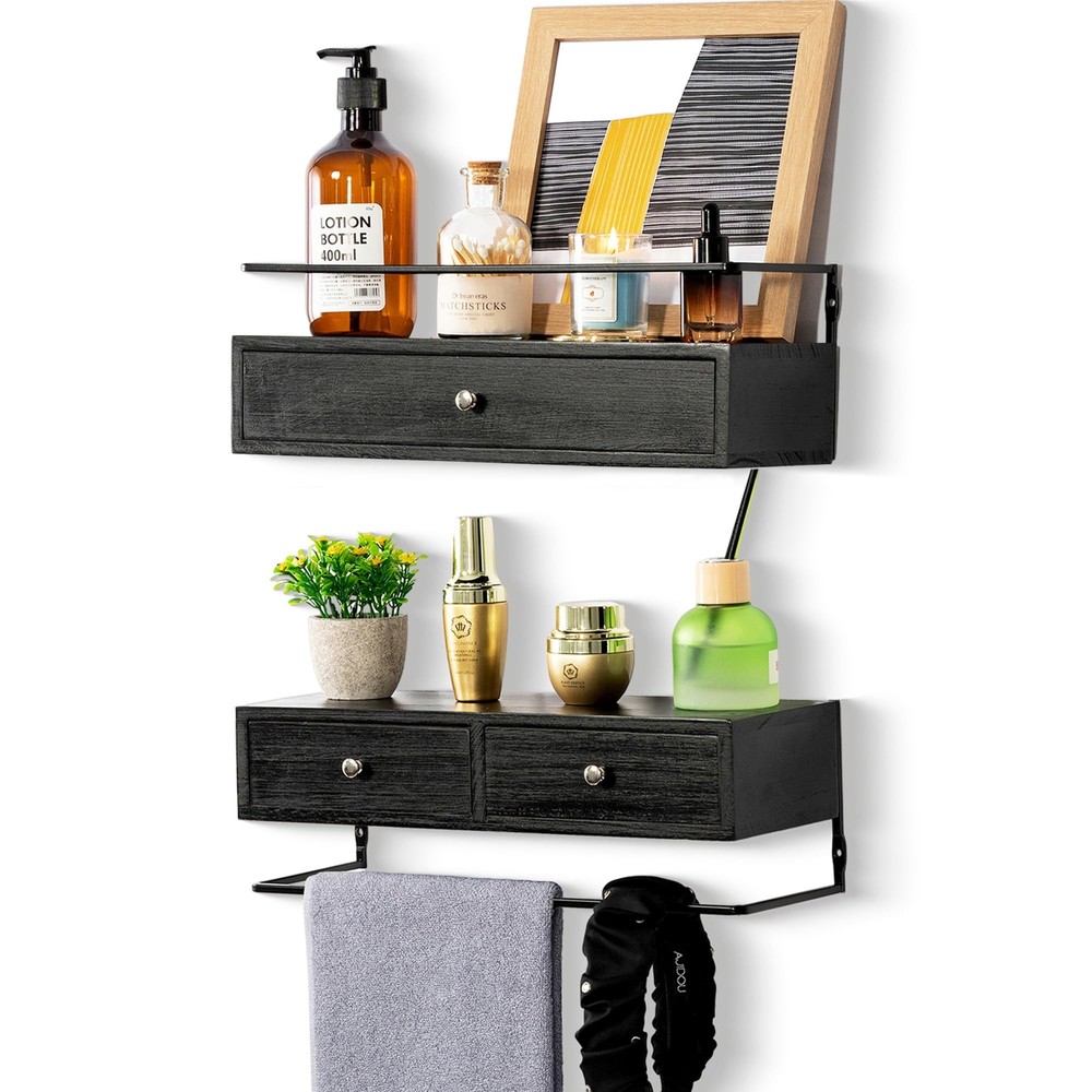 Floating Shelves for Wall Storage, Wall Mounted Bathroom Shelf with Drawers S...