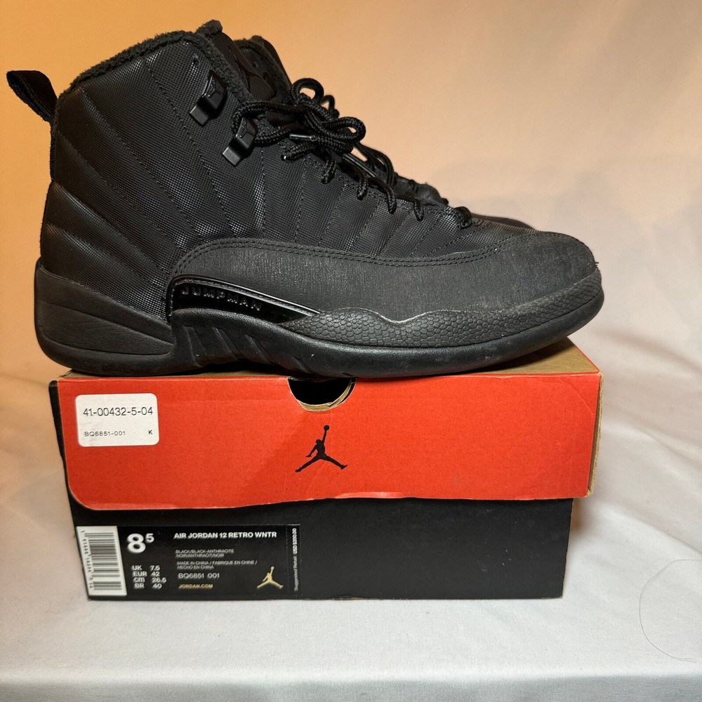 Size 8.5 - Nike Air Jordan 12 Retro Winterized Triple Black Men's Shoes