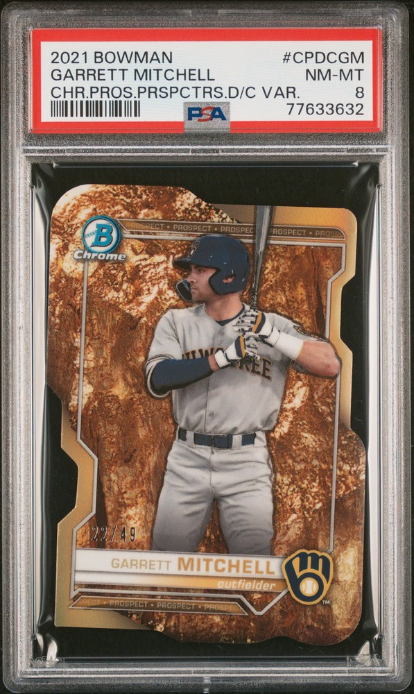 2021 Bowman Chrome Garrett Mitchell Die-Cut Prospector Variation /49 PSA 8 RC
