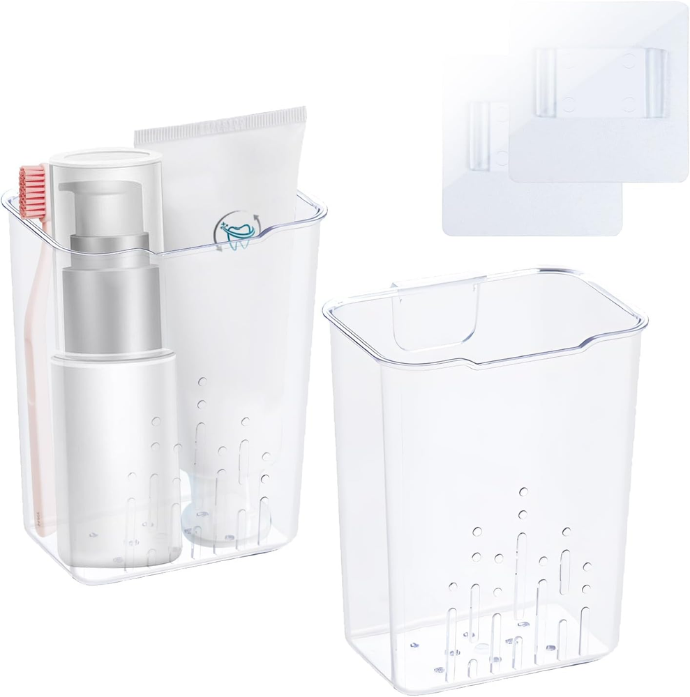 2 Packs Cabinet Door Organizer, Acrylic Adhesive Shelf Wall Mounted Storage, Sel