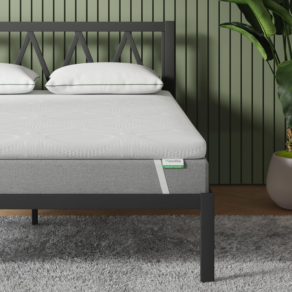 Novilla 4 Inch Mattress Topper Queen, Medium Firm Gel Memory Foam Mattress To...