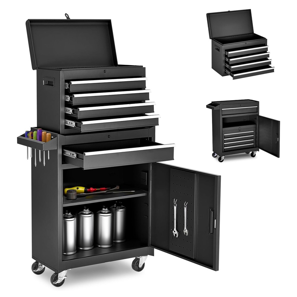 Tool Chest,5-Drawer Rolling Tool Storage Cabinet with Detachable Top Tool Box