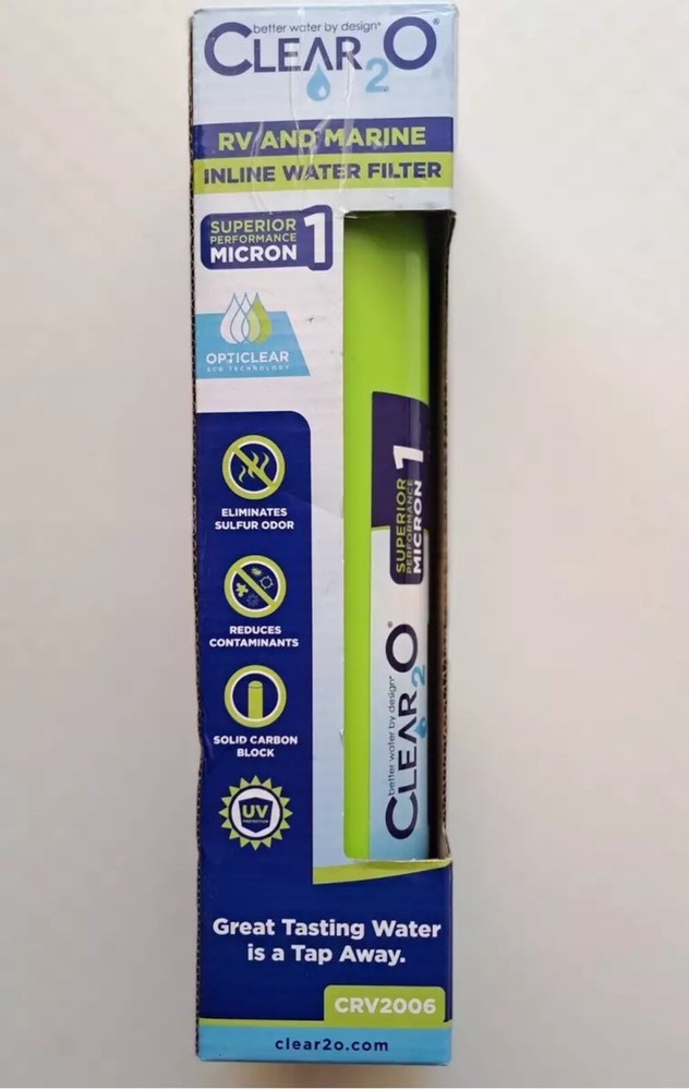 Clear2O CRV2006 RV & Marine Inline Water Carbon Block Filter  NEW