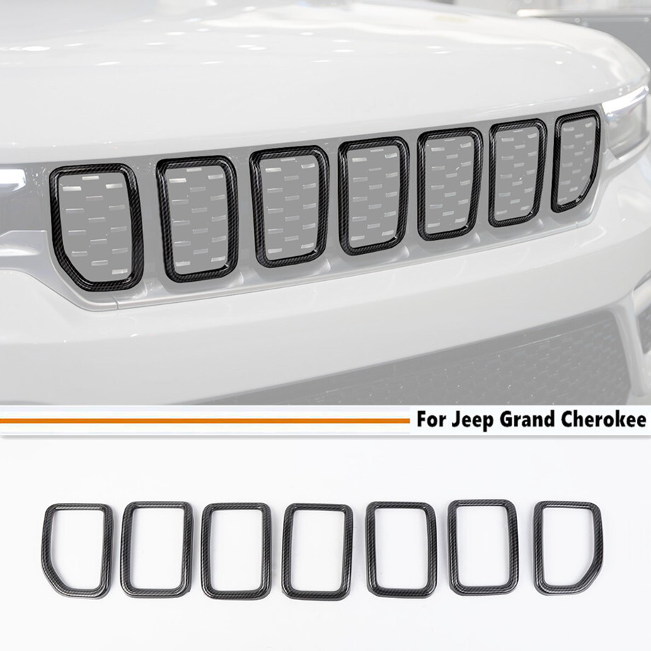 2022-2024 Jeep Grand Cherokee Carbon Front Grille Trim Ring Cover Insert Upgrade