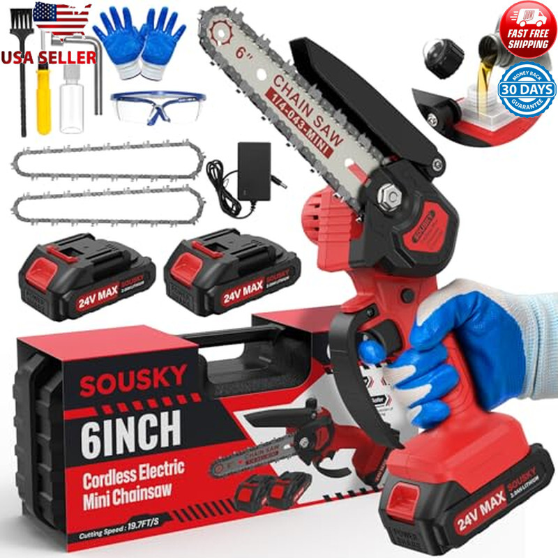 Cordless Mini Chainsaw with Auto Oiler and Safety Lock for Wood Cutting