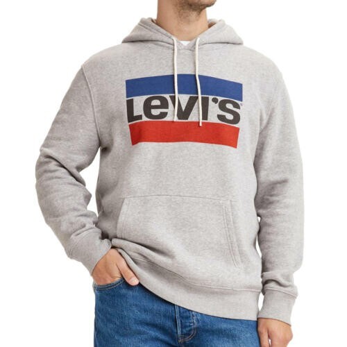 Levi's Sweatshirt Hoodie Mens Standard Pocket Graphic Logo Heathered Gray 2XL