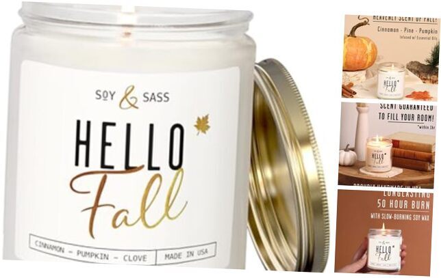 Fall Candles - 'Candle'' Autumn Scented Soy Candles for Home, Fall Hello Fall