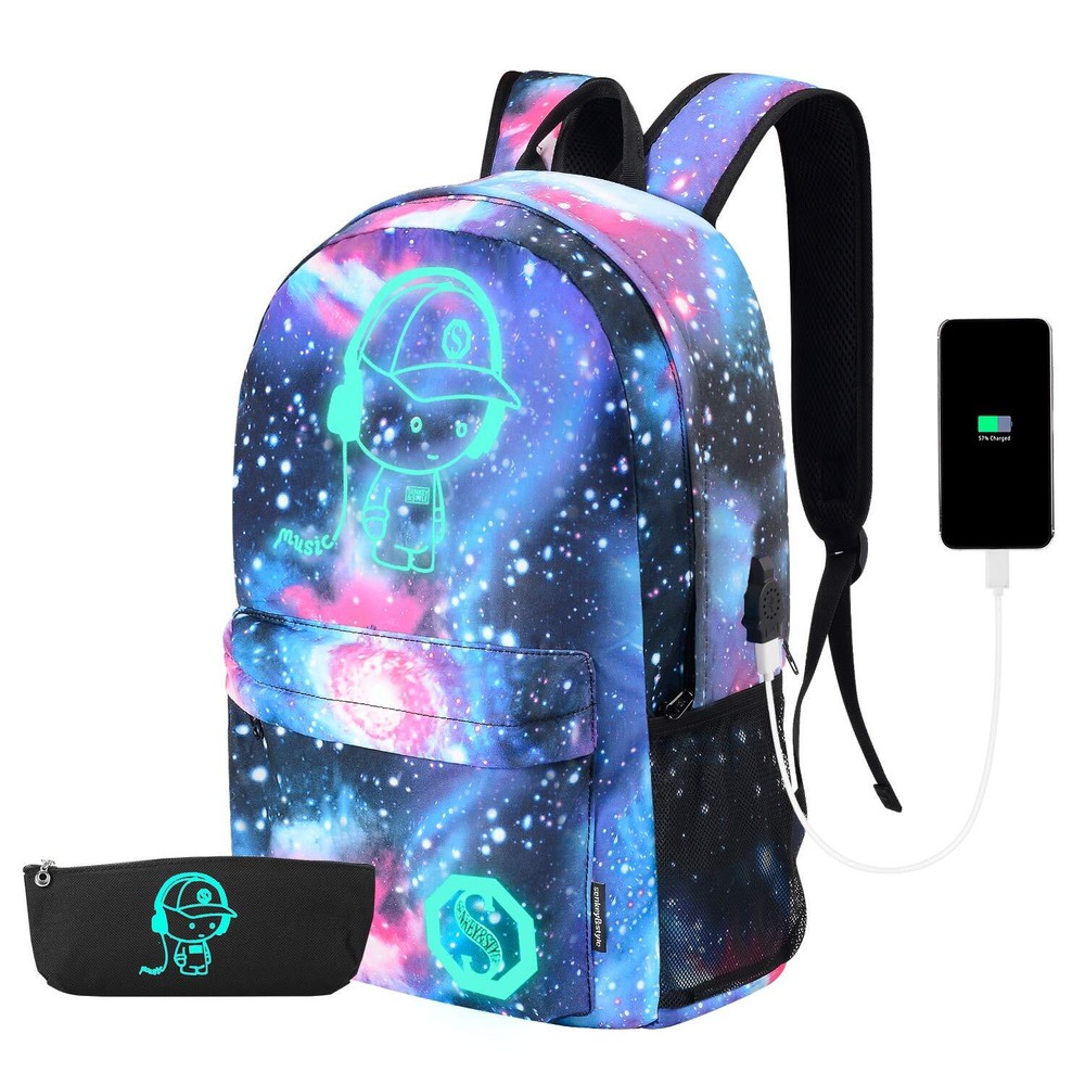 Hon Hai Age Galaxy Anime Luminous Backpack for Boys Girls School Use