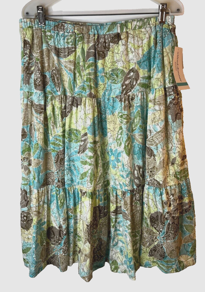 Alfred Dunner Womens Petite 16 Floral Pleated Midi Skirt with Elastic Waist & Lining