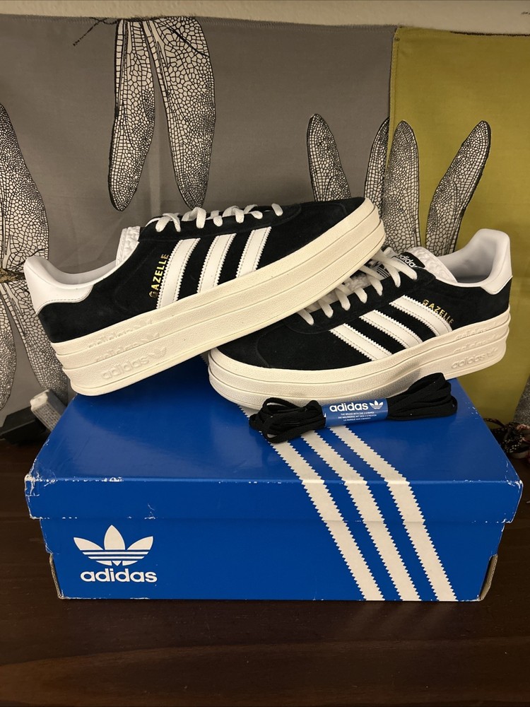 Size 10W - Adidas Gazelle Bold Black White W