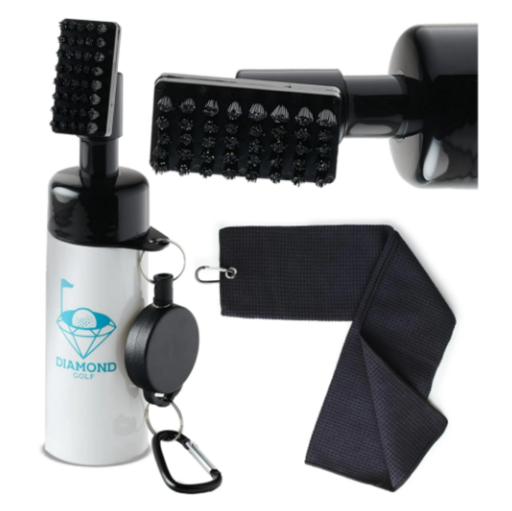 Diamond Golf Club Cleaning Brush Groove Cleaner Tool Kit with Spray Water Bottle