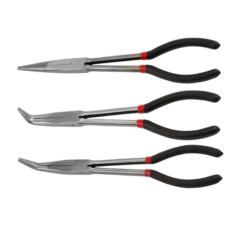 11-Inch Extra Long Reach Duckbill Nose Pliers with 45/25° Bent Needle Multitool
