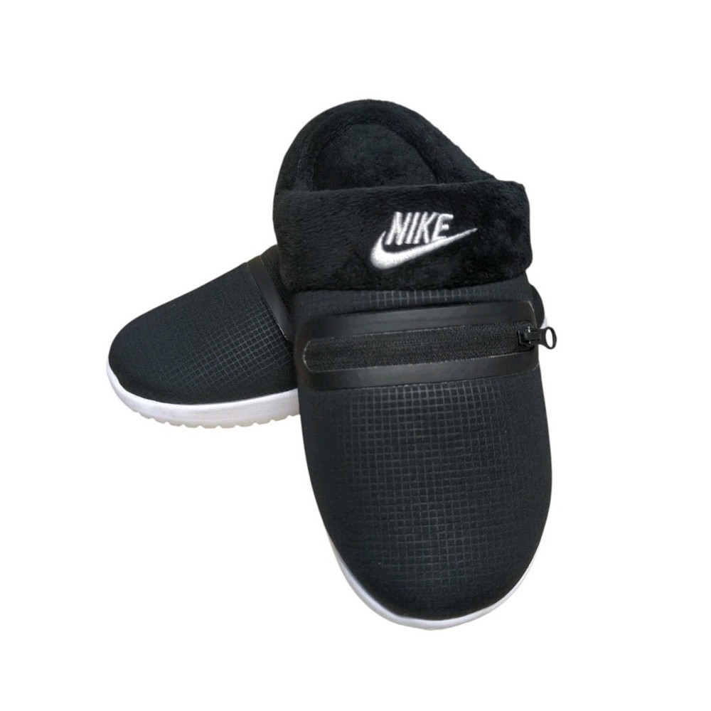 Nike Burrow Slippers Black White Comfy Women's Size 5 Zipper Pocket