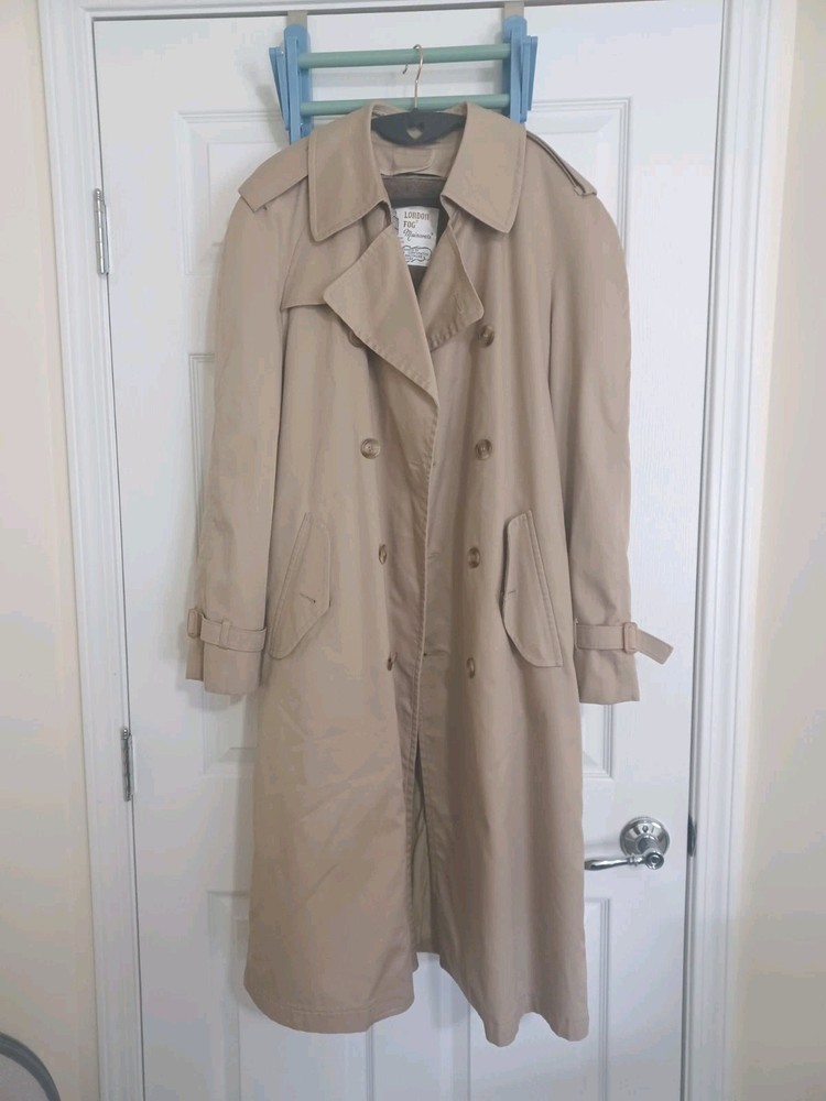 VTG London Fog Men’s Tan Trench Coat 38R Removable Lining Beltless