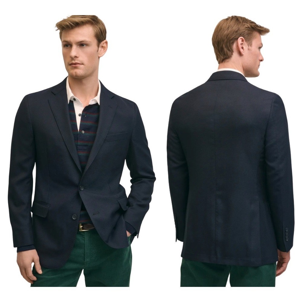Brooks Brothers 346 Regent Fit Navy Blue 100% Wool Blazer Mens Size 48R Classic
