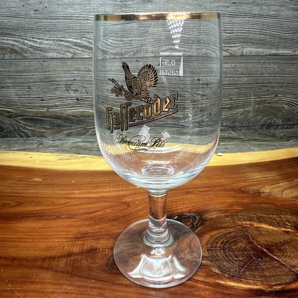 Hasseroder Premium Pilsner Beer/Wine Goblet Glassware Gold Trim EUC 0.3l