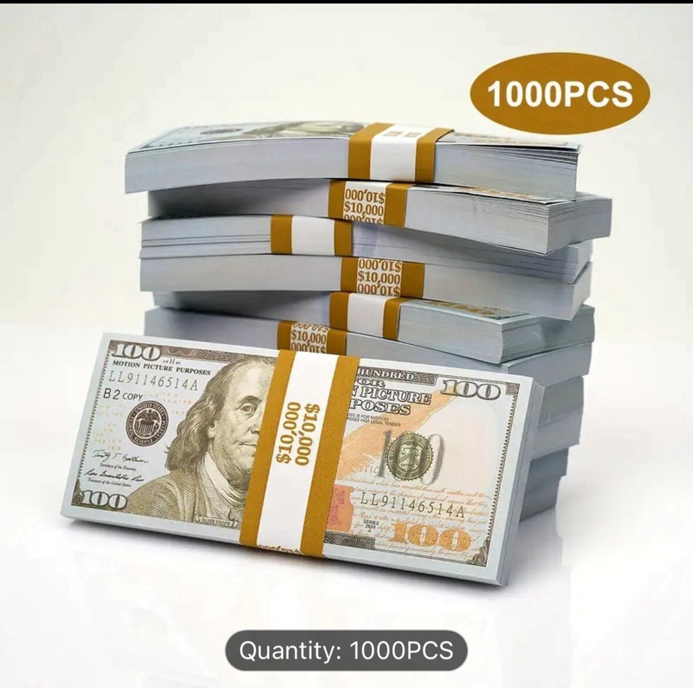 1000 pcs Movie Props money Fake bills look real for video party,Education Toys..
