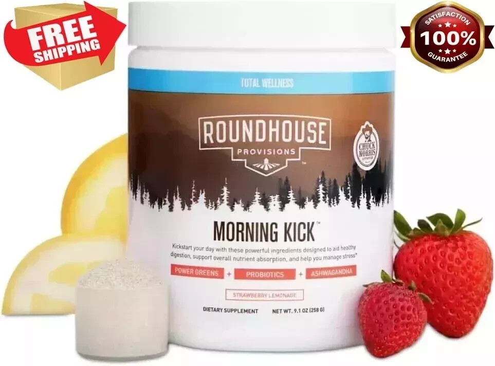 By Chuck Norris Morning Kick, Greens Superfood Powder Supplement with Ashwaganda