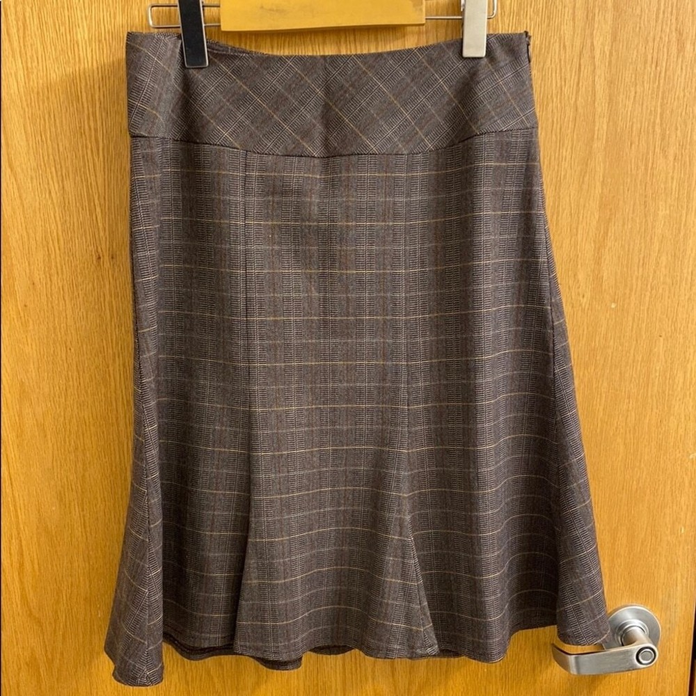 RW&CO Brown Plaid Swing Midi Skirt Size 4 Lined Office or School Wear
