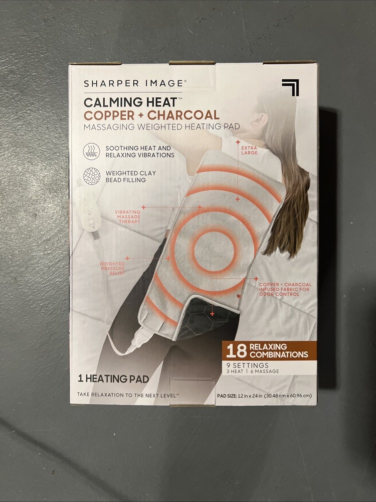 Sharper Image Vibrating Heating Pad with Copper & Charcoal for Soothing Relief