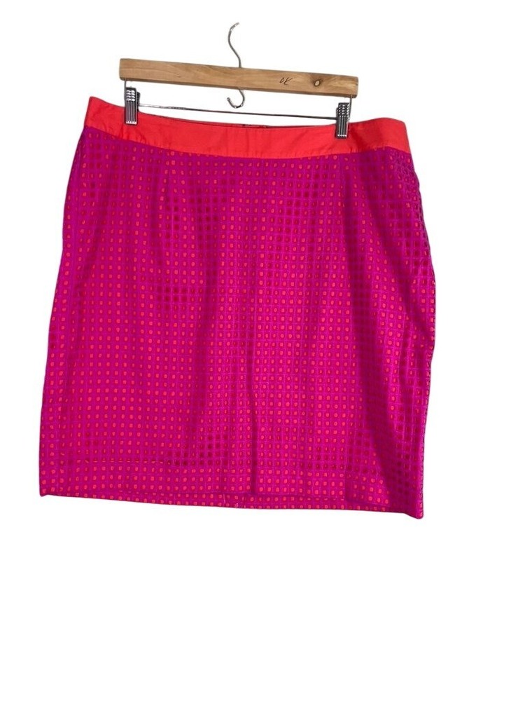 Talbots Women Pink Midi Skirt 80s Retro Office Work with Cutouts Size 18