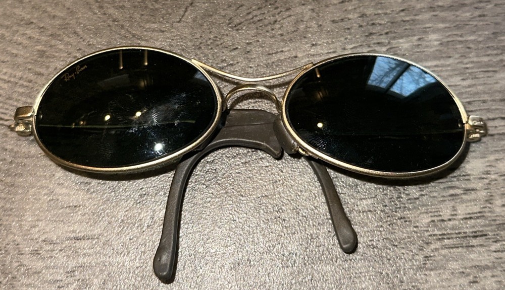 VINTAGE B&L RAY-BAN W2177 G15 GOLD ECLIPSE BIKERS ORBS SUNGLASSES Some Damage