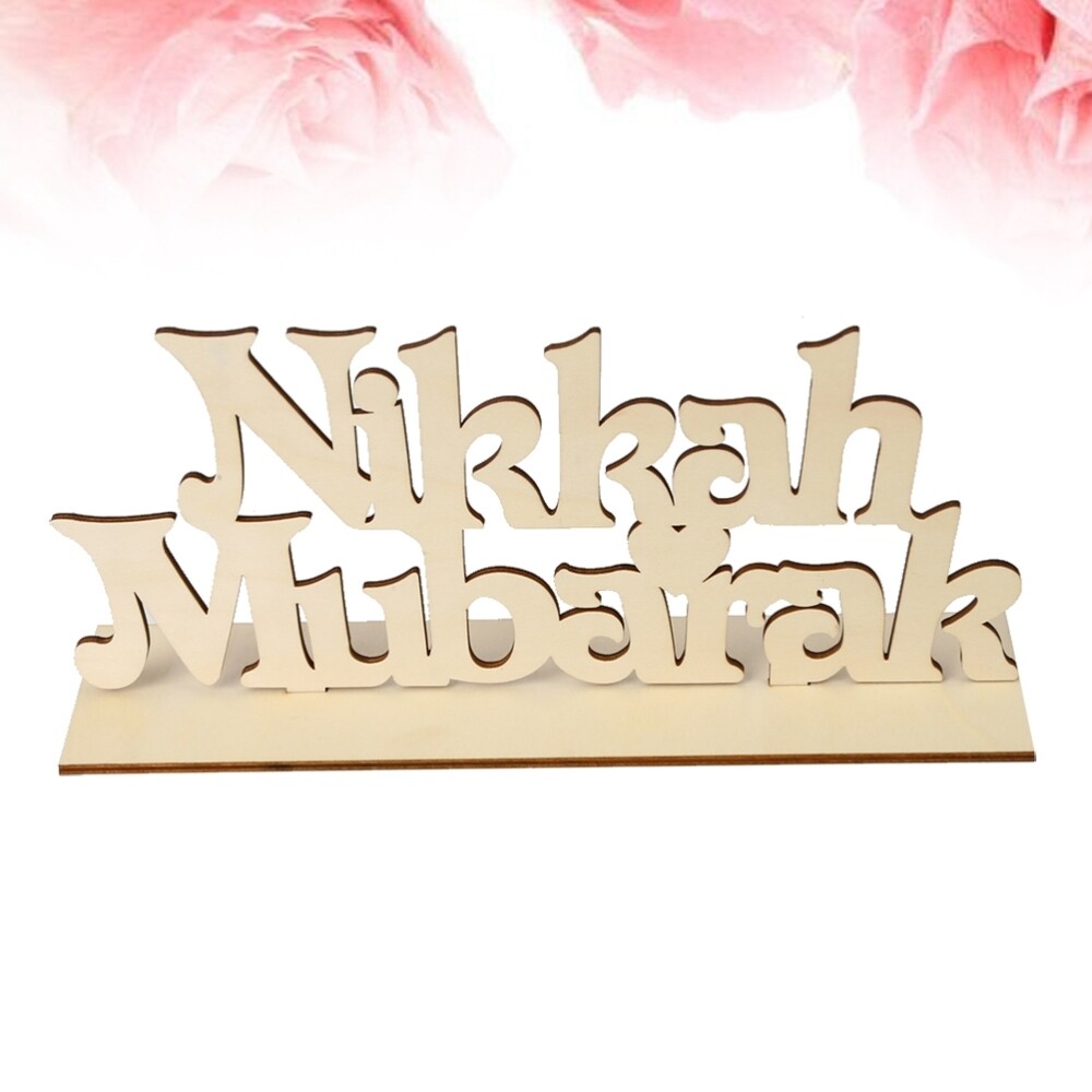 Wood Eid Mubarak Ornament Ramadan Home Decoration Eid Party Supplies