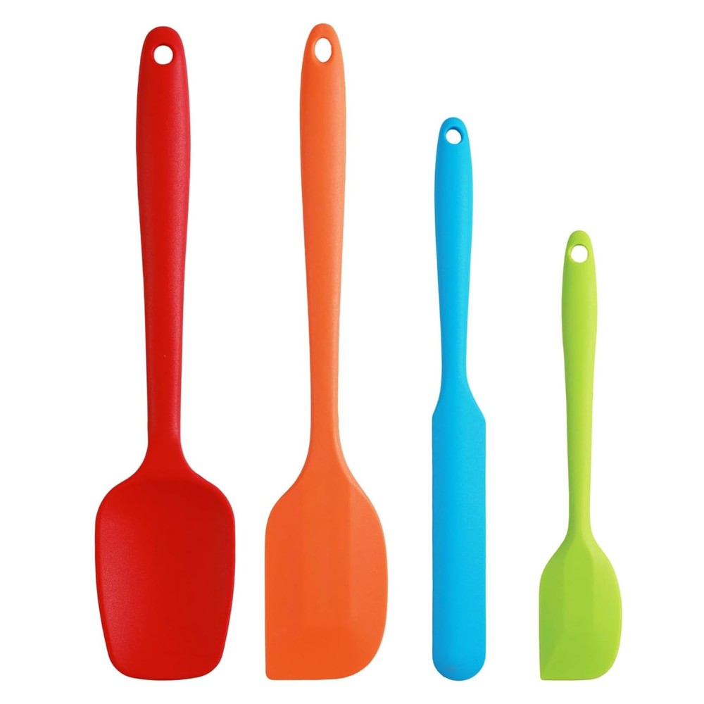 Silicone Spatula Set, 4 Pcs Heat Resistant Rubber Spatula, Spatulas for Kitch...