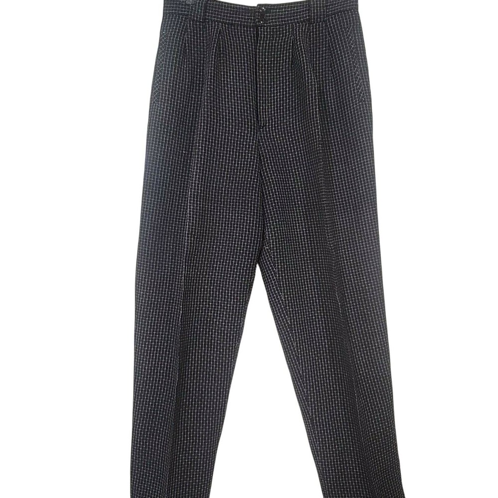 Giorgio Sant' Angelo Black And White Check Linen Blend Lined Dress Pants Size 12