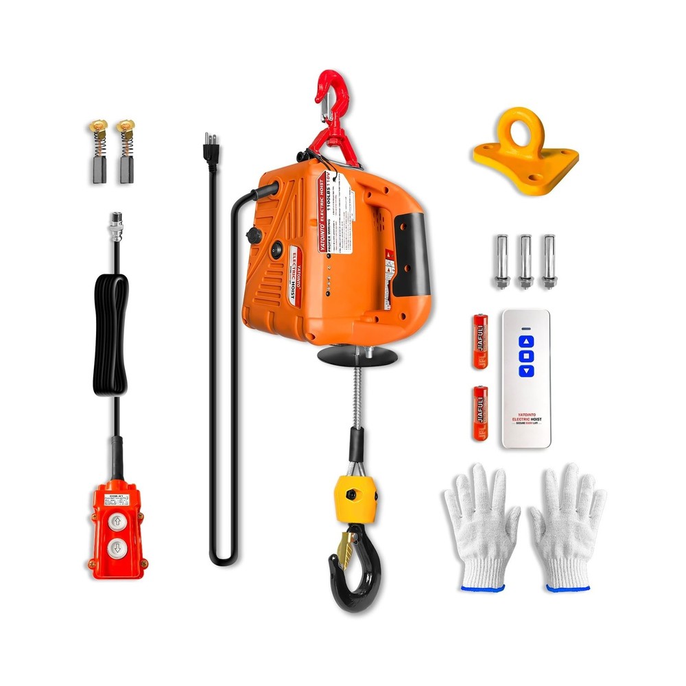 3 in 1 Electric Hoist Winch, 1500W Portable Electric Power Winch, 120V Electr...