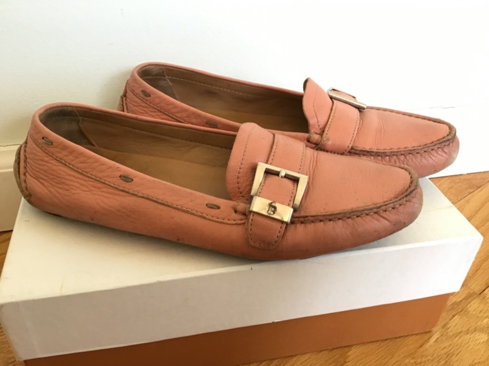 Vintage PRADA Peach Leather Loafers Size 36.5/6.5 Made in Italy