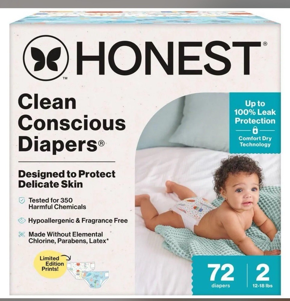 The Honest Company Clean Conscious Disposable Baby Diapers - Size 2, 72 Count